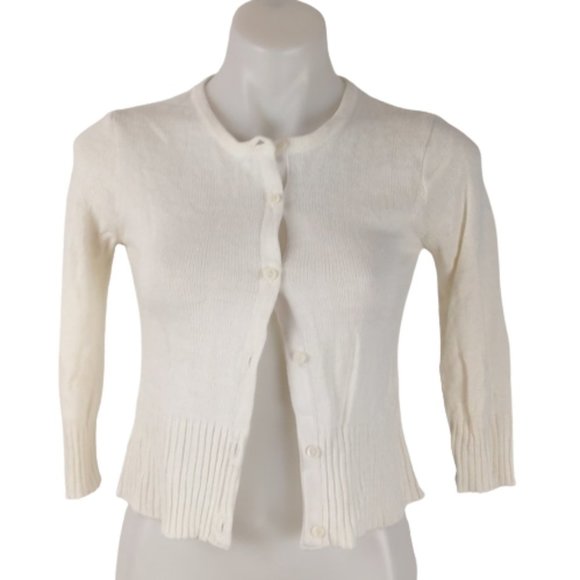 Woolworths | Sweaters | Woolworths Girls Cardigan Size 4 Cream Buttonfront  34 Sleeves Round Neckline | Poshmark